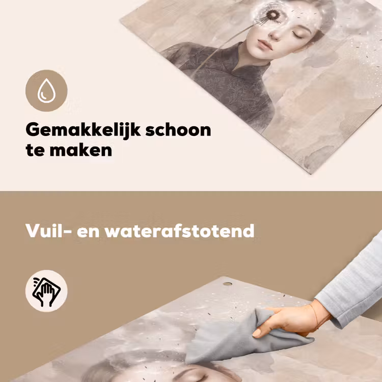 Vrouw - Sereen - Grijs Inductie beschemer met haakjes klein -ky-schoon-nl