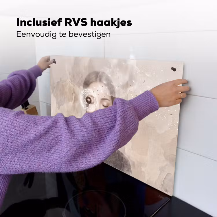 Vrouw - Sereen - Grijs Inductie beschemer met haakjes klein -ky-ophangen-nl