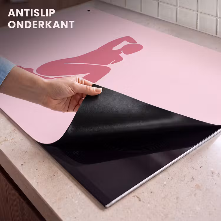 Vrouw - Silhouet - Abstract - Modern - Roze Inductie beschemer met haakjes klein -ky-onderkant-nl