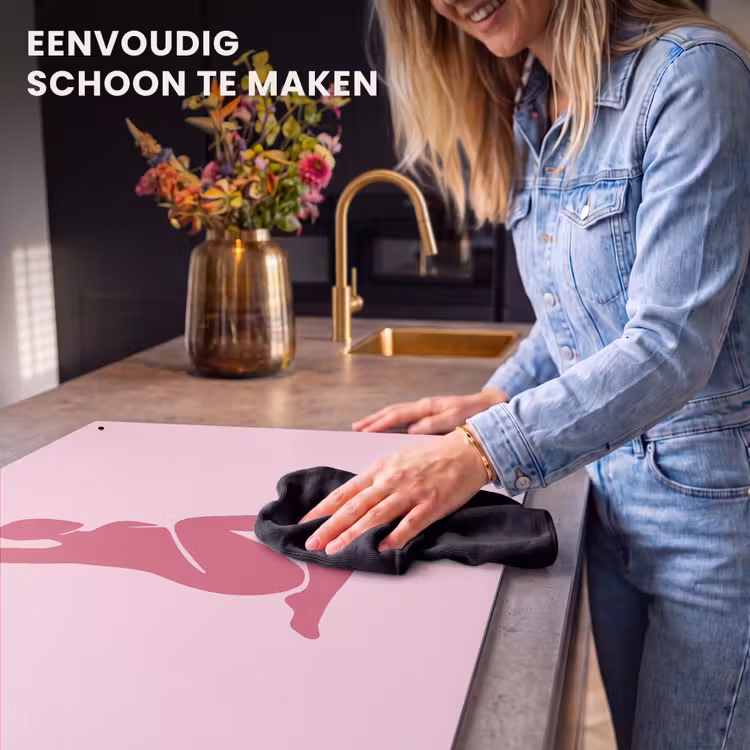 Vrouw - Silhouet - Abstract - Modern - Roze Inductie beschemer met haakjes klein -ky-schoon-nl