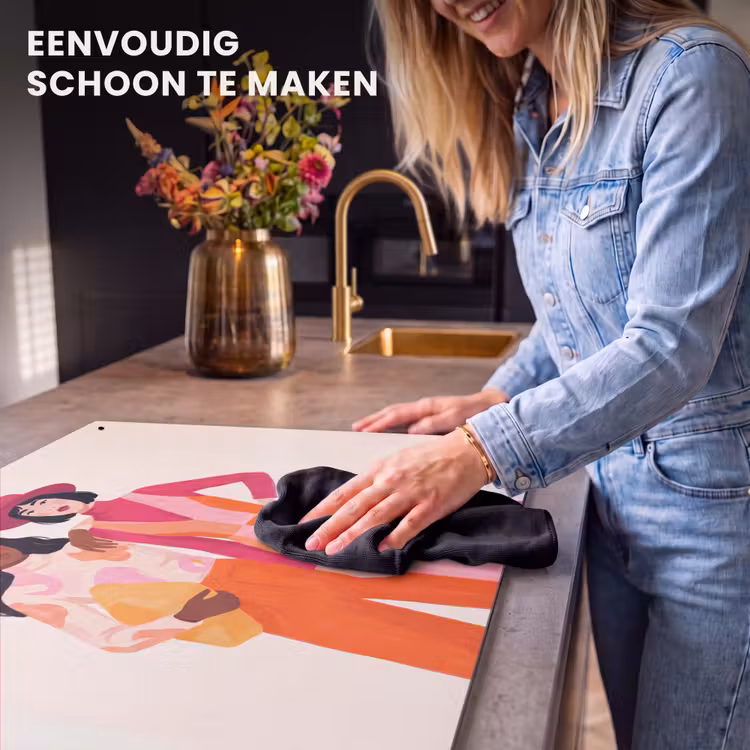 Vrouw - Twee - Mode - Abstract - Kleurrijk Inductie beschemer met haakjes klein -ky-schoon-nl