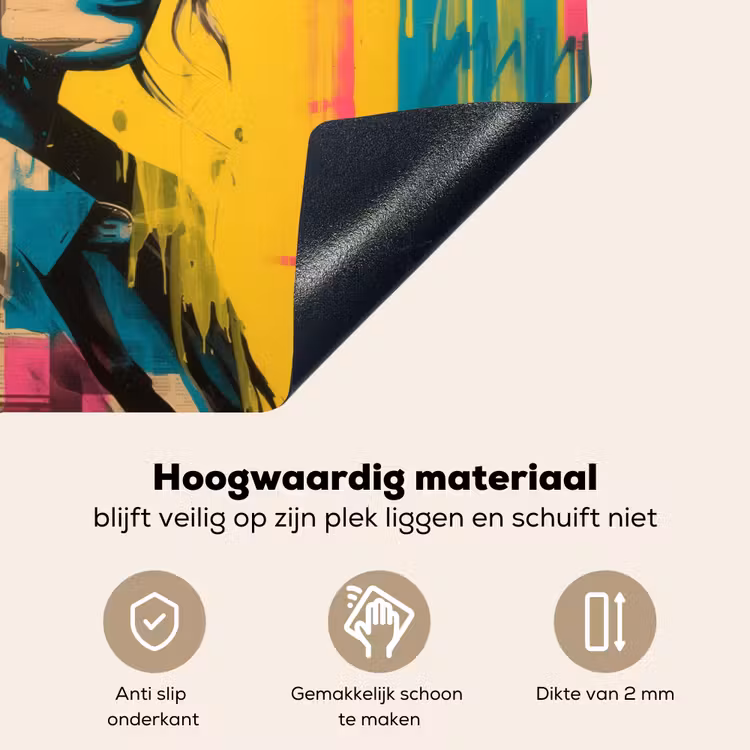 Vrouw - Verfstrepen - Gekleurd Inductie beschemer met haakjes klein -ky-onderkant-nl