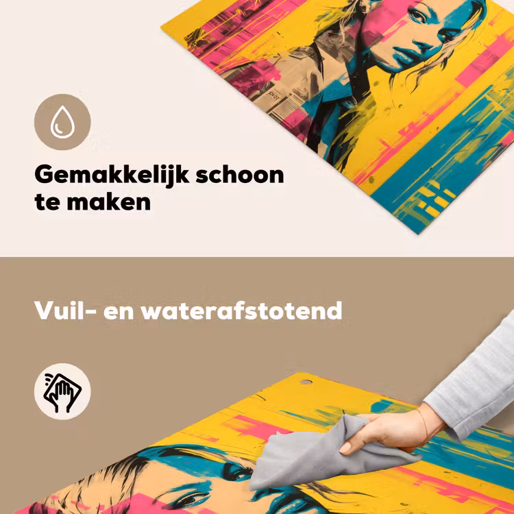 Vrouw - Verfstrepen - Gekleurd Inductie beschemer met haakjes klein -ky-schoon-nl