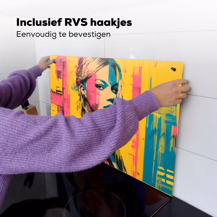 Vrouw - Verfstrepen - Gekleurd Inductie beschemer met haakjes klein -ky-ophangen-nl