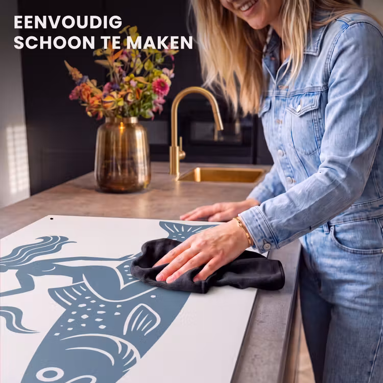 Vrouw - Vis - Fantasie - Abstract - Blauw Inductie beschemer met haakjes klein -ky-schoon-nl