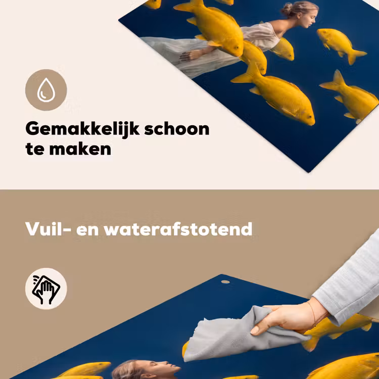 Vrouw - Vis - Water - Natuur - Geel Inductie beschemer met haakjes klein -ky-schoon-nl