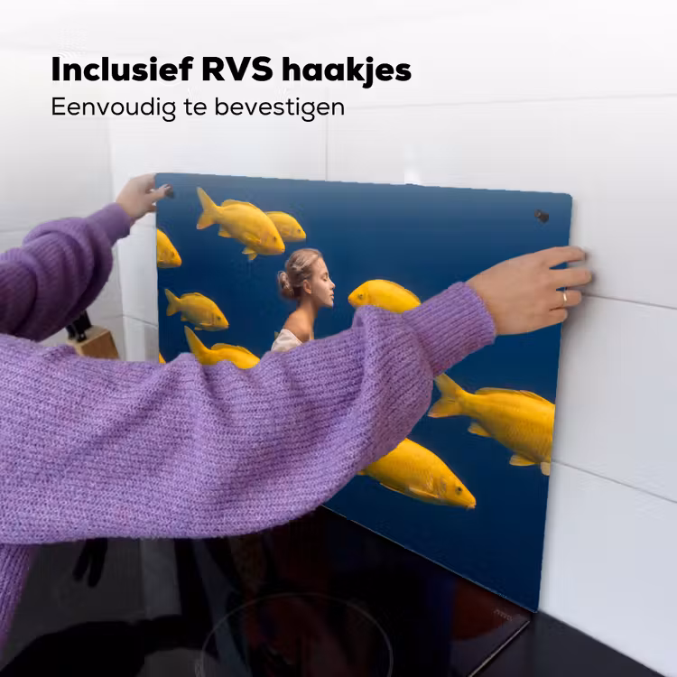 Vrouw - Vis - Water - Natuur - Geel Inductie beschemer met haakjes klein -ky-ophangen-nl
