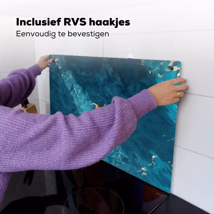 Vrouw - Water - Bikini - Oranje Inductie beschemer met haakjes klein -ky-ophangen-nl