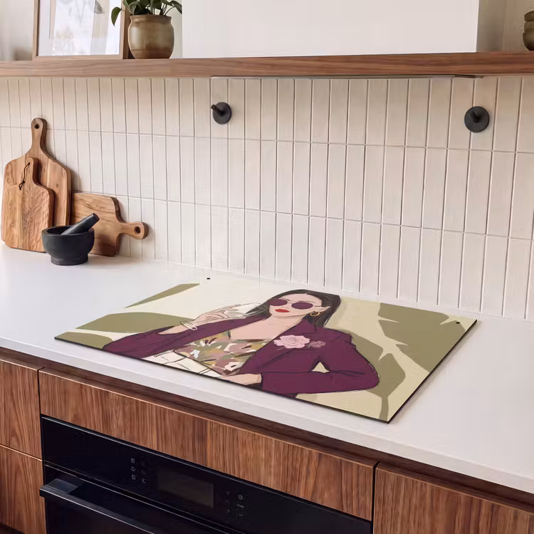 Vrouw - Wijn - Portret - Mode - Modern Inductie beschemer met haakjes klein -sfeer1