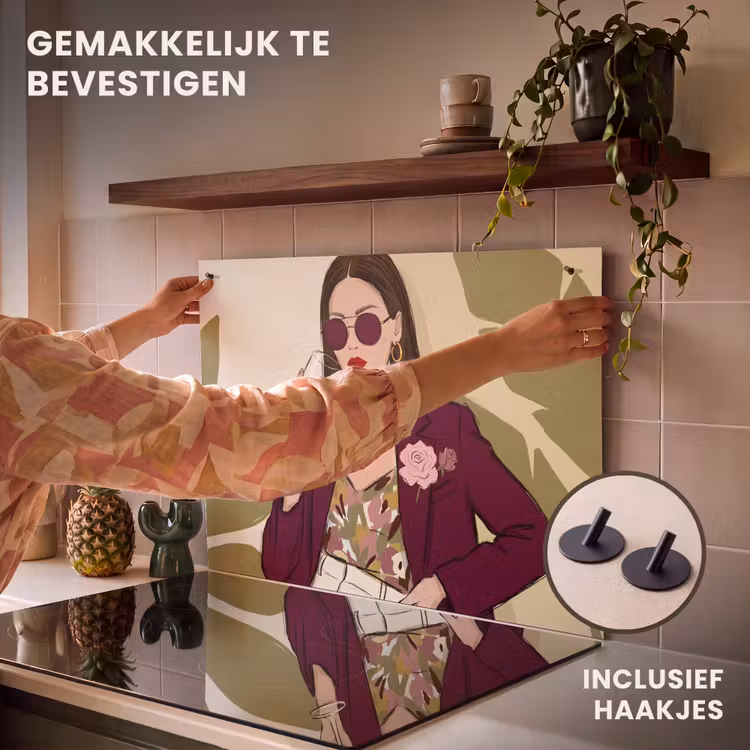 Vrouw - Wijn - Portret - Mode - Modern Inductie beschemer met haakjes klein -ky-ophangen-nl