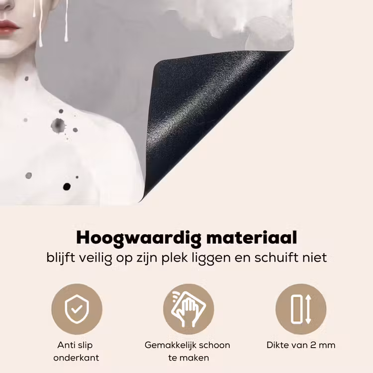 Vrouw - Wolk - Grijs Inductie beschemer met haakjes klein -ky-onderkant-nl