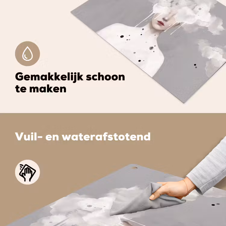 Vrouw - Wolk - Grijs Inductie beschemer met haakjes klein -ky-schoon-nl