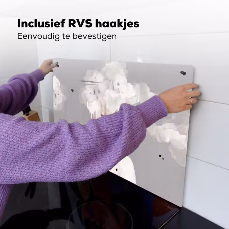 Vrouw - Wolk - Grijs Inductie beschemer met haakjes klein -ky-ophangen-nl
