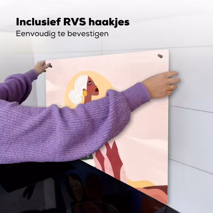 Vrouw - Zon - Kleurrijk Inductie beschemer met haakjes middel -ky-ophangen-nl