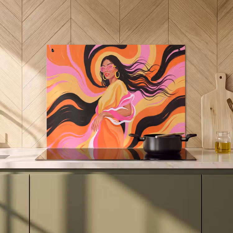 Vrouw - Zonnebril - Abstract - Kleurrijk Inductie beschemer met haakjes klein -sfeer2