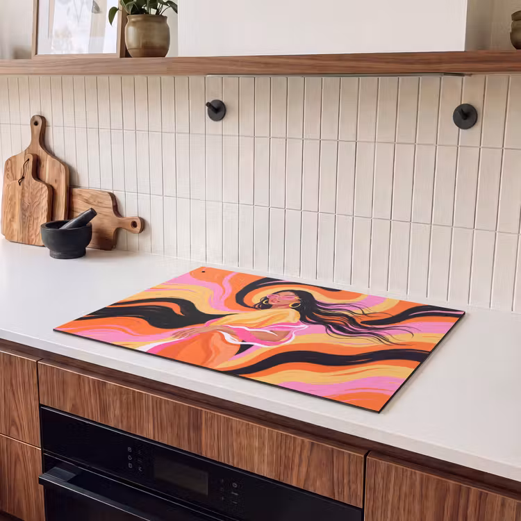 Vrouw - Zonnebril - Abstract - Kleurrijk Inductie beschemer met haakjes klein -sfeer1