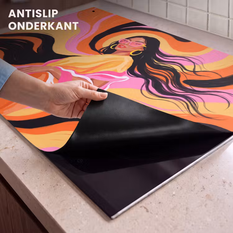Vrouw - Zonnebril - Abstract - Kleurrijk Inductie beschemer met haakjes klein -ky-onderkant-nl