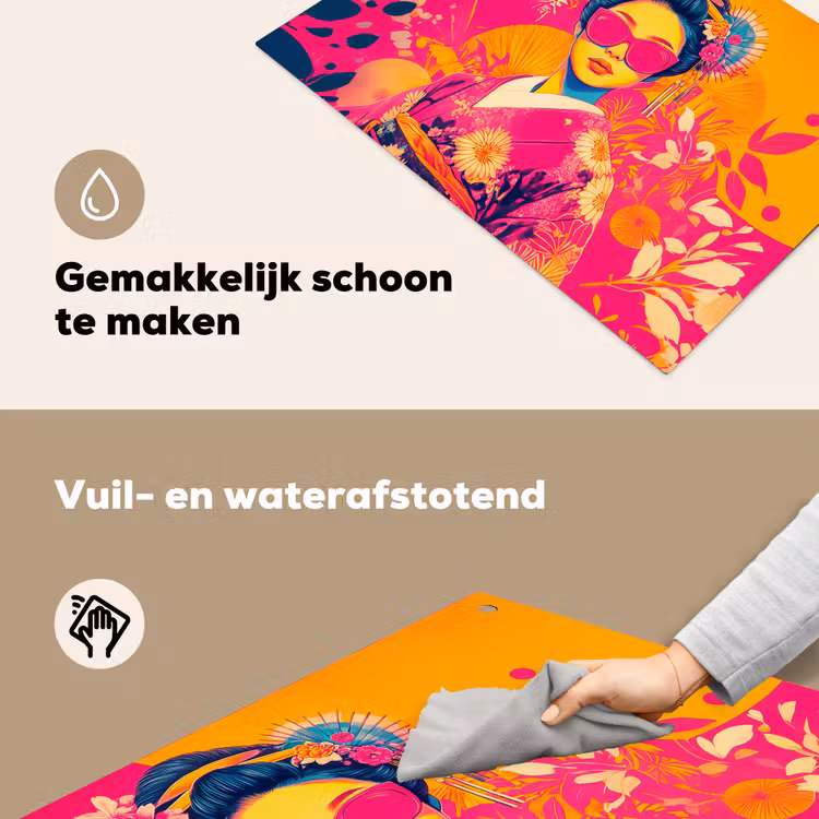Vrouw - Zonnebril - Abstract - Oranje Inductie beschemer met haakjes klein -ky-schoon-nl