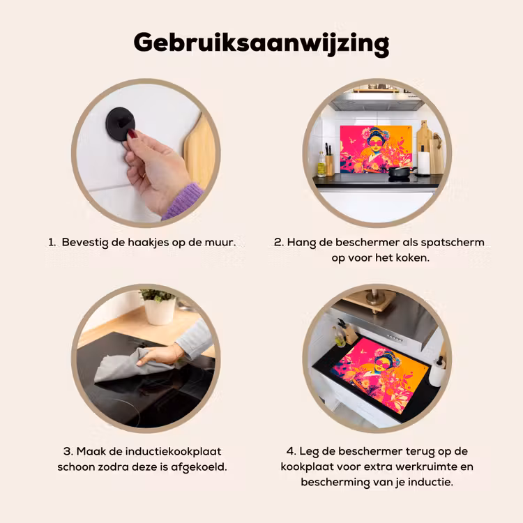 Vrouw - Zonnebril - Abstract - Oranje Inductie beschemer met haakjes klein -ky-gebruik-nl