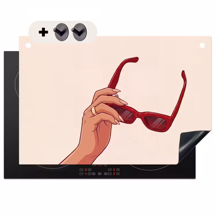 Vrouw - Zonnebril - Mode - Rood - Illustratie Inductie beschemer met haakjes klein -3d