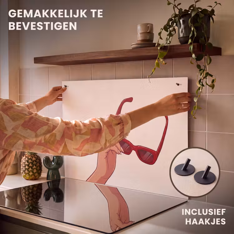 Vrouw - Zonnebril - Mode - Rood - Illustratie Inductie beschemer met haakjes klein -ky-ophangen-nl