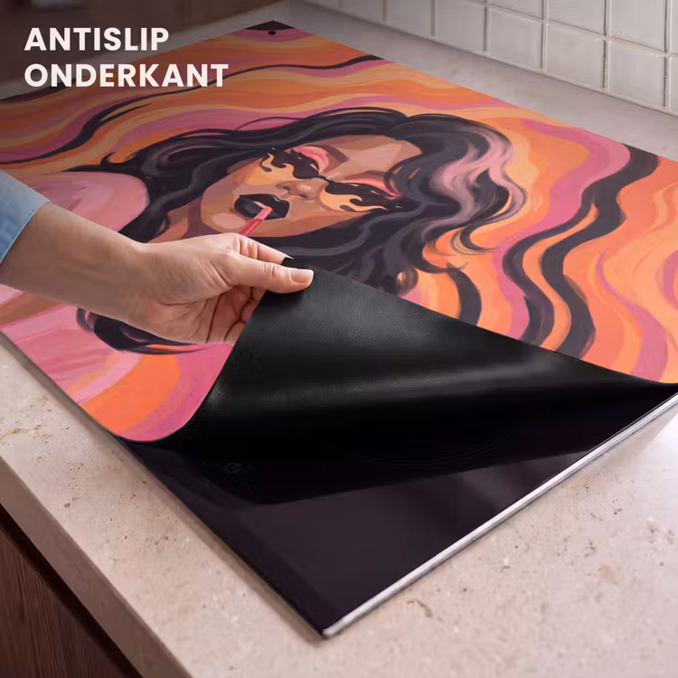 Vrouw - Zonnebril - Modern - Portret - Oranje Inductie beschemer met haakjes klein -ky-onderkant-nl