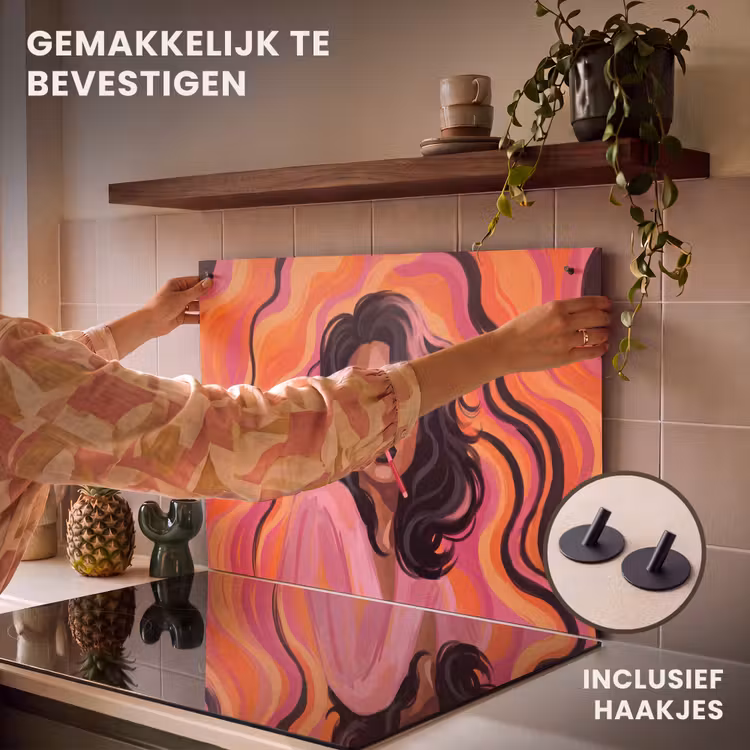 Vrouw - Zonnebril - Modern - Portret - Oranje Inductie beschemer met haakjes klein -ky-ophangen-nl