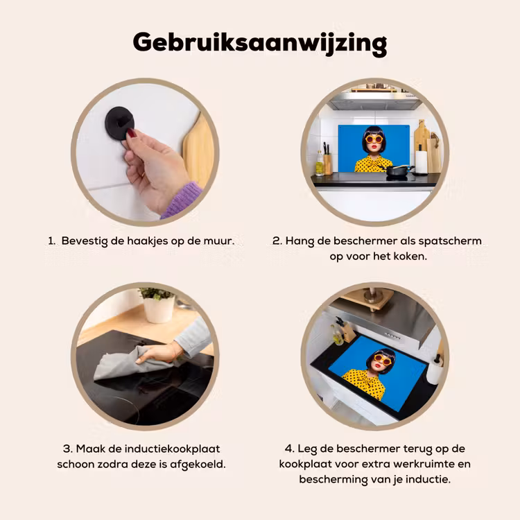Vrouw - Zonnebril - Pop Art - Portret - Geel Inductie beschemer met haakjes klein -ky-gebruik-nl