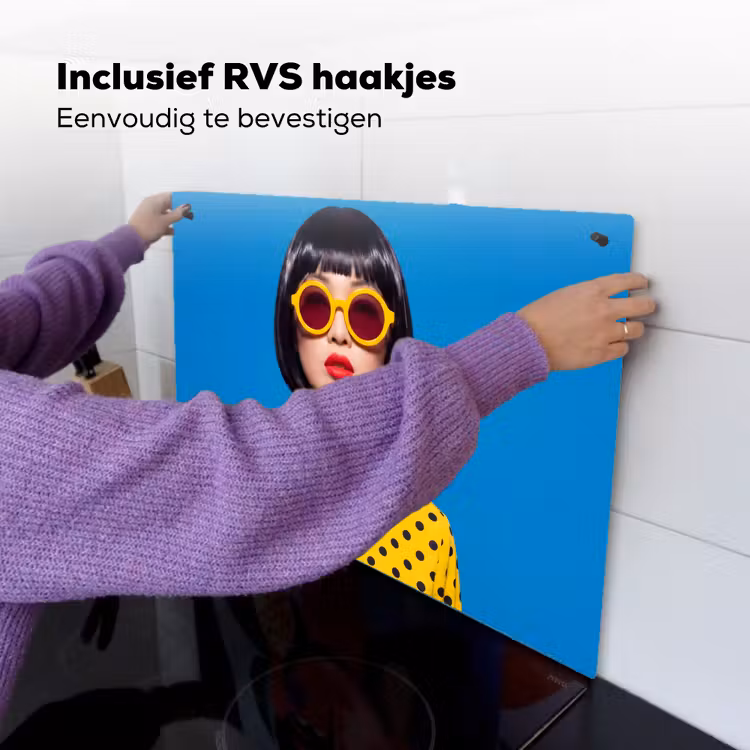 Vrouw - Zonnebril - Pop Art - Portret - Geel Inductie beschemer met haakjes klein -ky-ophangen-nl
