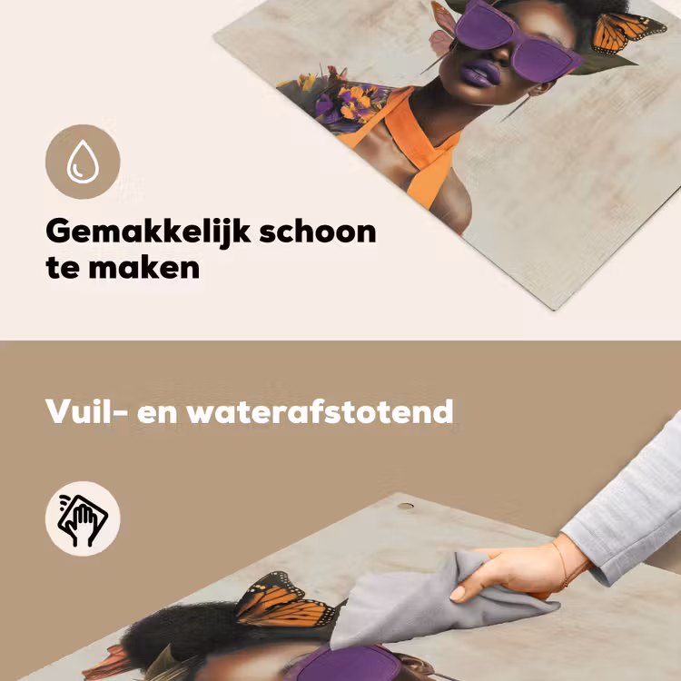 Vrouw - Zonnebril - Vlinder - Bloemen Inductie beschemer met haakjes klein -ky-schoon-nl
