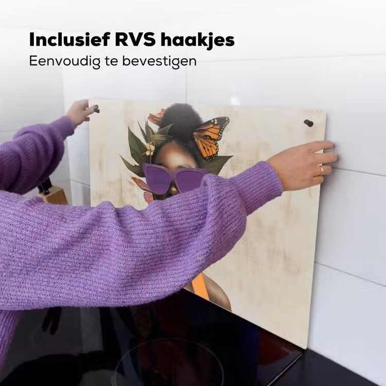 Vrouw - Zonnebril - Vlinder - Bloemen Inductie beschemer met haakjes klein -ky-ophangen-nl