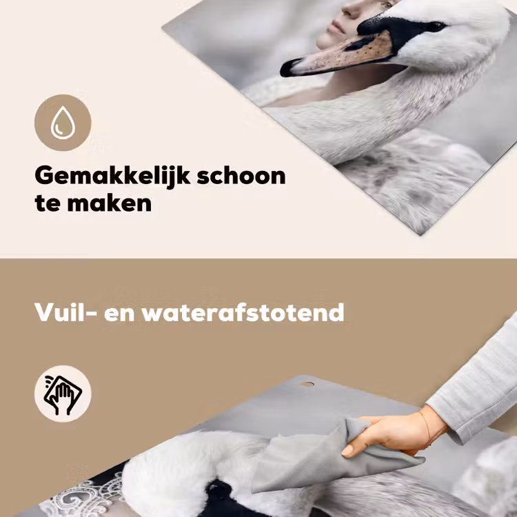 Vrouw - Zwaan - Wit Inductie beschemer met haakjes klein -ky-schoon-nl