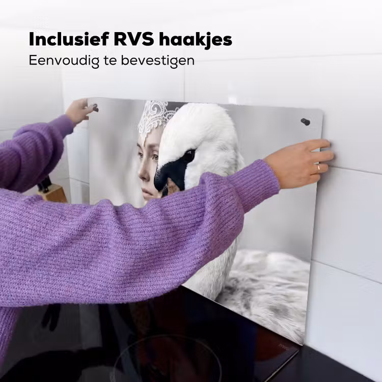Vrouw - Zwaan - Wit Inductie beschemer met haakjes klein -ky-ophangen-nl