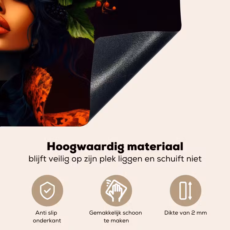 Vrouw - Zwart - Bessen - Bramen - Appels Inductie beschemer met haakjes klein -ky-onderkant-nl