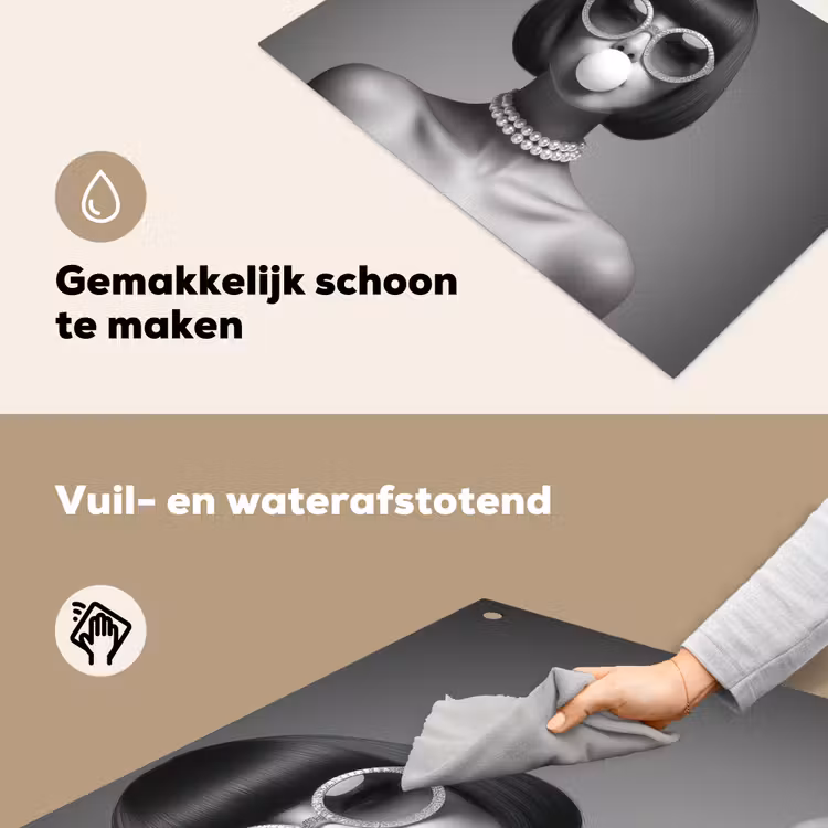 Vrouw - Zwart Wit - Ketting - Zonnebril Inductie beschemer met haakjes klein -ky-schoon-nl