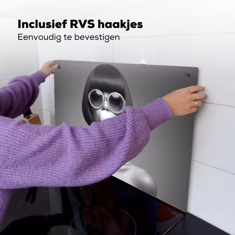 Vrouw - Zwart Wit - Ketting - Zonnebril Inductie beschemer met haakjes klein -ky-ophangen-nl