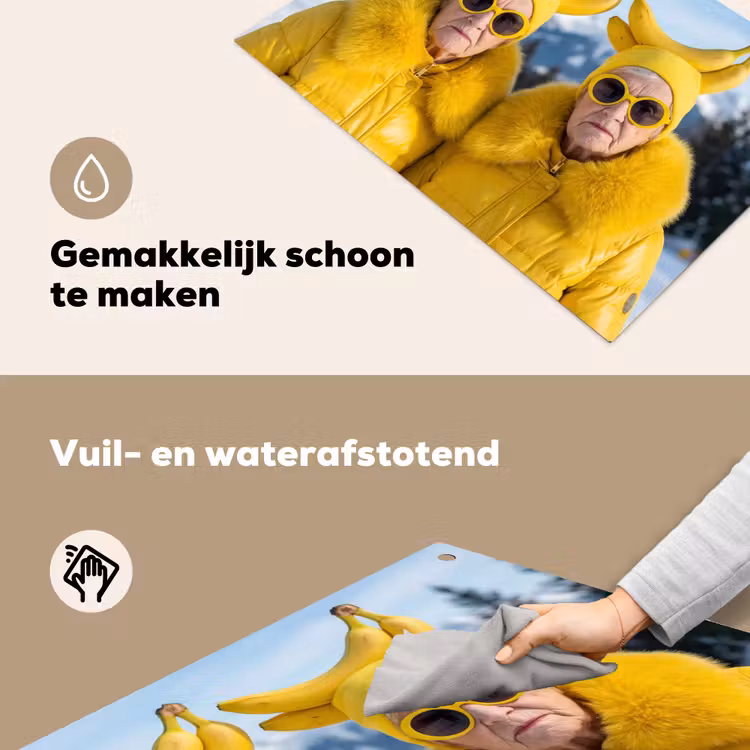 Vrouwen - Bananen - Geel Inductie beschemer met haakjes klein -ky-schoon-nl