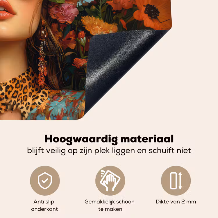 Vrouwen - Bloemen - Modern - Bril - Abstract Inductie beschemer met haakjes klein -ky-onderkant-nl