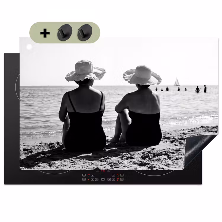 Vrouwen - Zonnehoed - Strand - Zwart - Wit Inductie beschemer met haakjes klein -3d