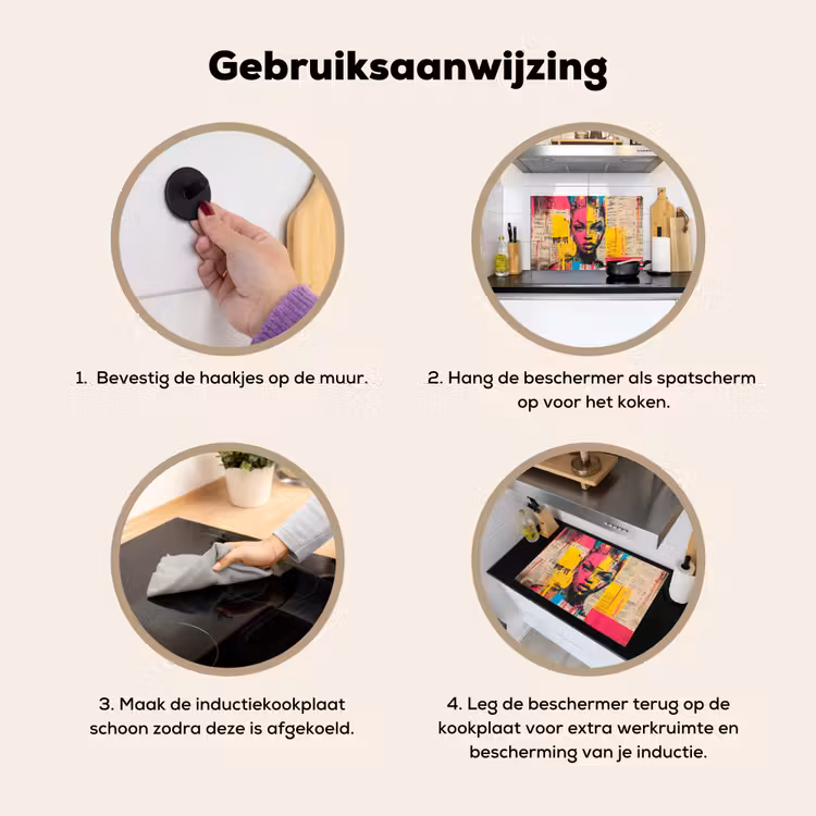 Vrouwengezicht - Krantenpapier - Abstract - Roze Inductie beschemer met haakjes klein -ky-gebruik-nl