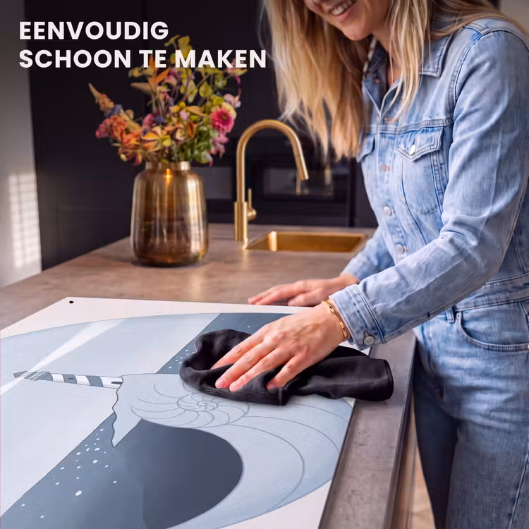 Vuurtoren - Zee - Schelp - Abstract - Blauw Inductie beschemer met haakjes klein -ky-schoon-nl