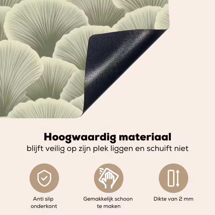 Waaier - Blad - Groen Inductie beschemer met haakjes klein 777 -ky-onderkant-nl