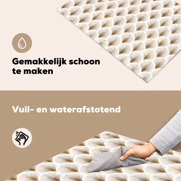 Waaiers - Art Deco - Elegant - Goud - Wit Inductie beschemer met haakjes klein 777 -ky-schoon-nl