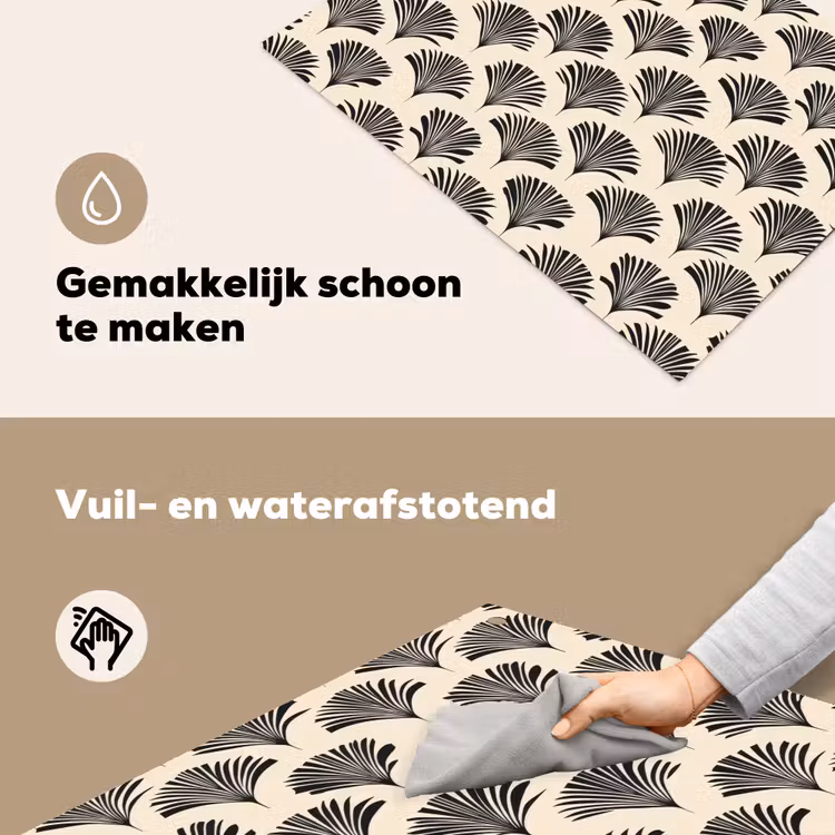 Waaiers - Botanisch - Zwart - Beige Inductie beschemer met haakjes klein 777 -ky-schoon-nl