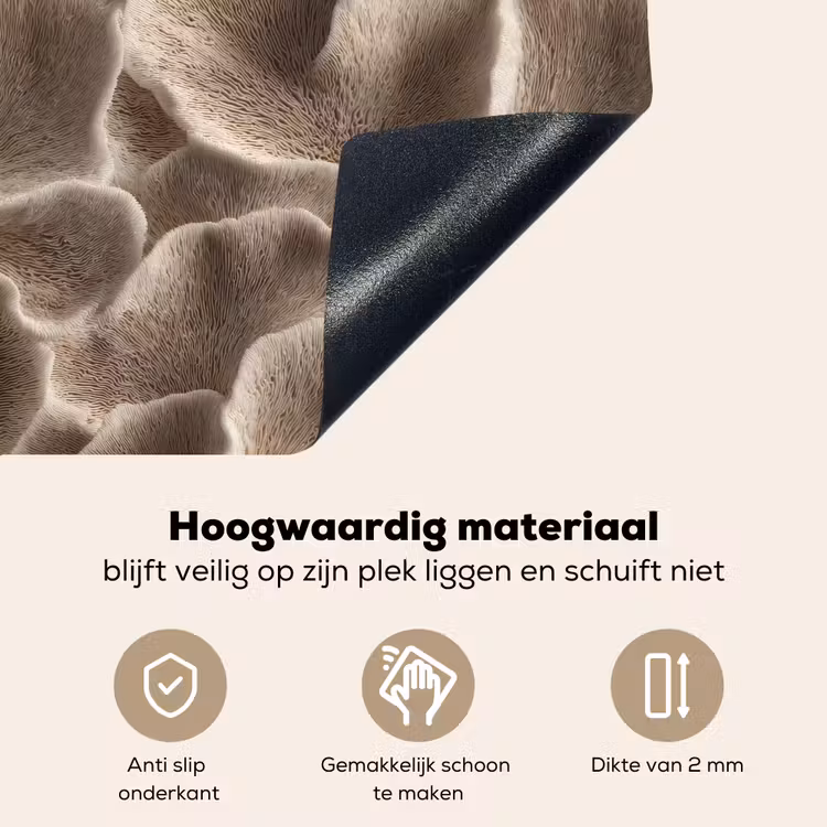 Waaiervorm - Beige - Vezel textuur Inductie beschemer met haakjes klein 777 -ky-onderkant-nl