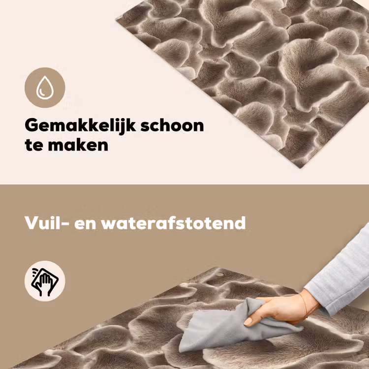 Waaiervorm - Beige - Vezel textuur Inductie beschemer met haakjes klein 777 -ky-schoon-nl