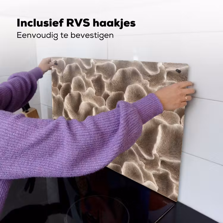 Waaiervorm - Beige - Vezel textuur Inductie beschemer met haakjes klein 777 -ky-ophangen-nl