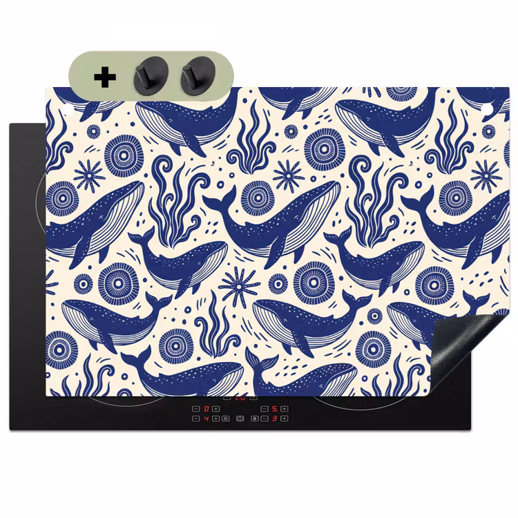 Walvis - Onderwater - Dieren - Abstract - Blauw Inductie beschemer met haakjes klein -3d