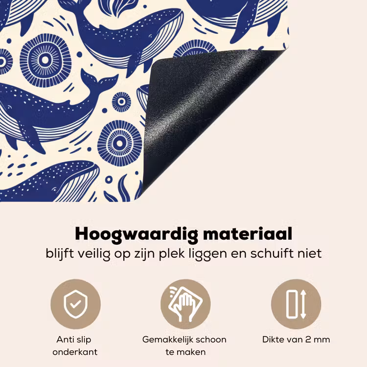 Walvis - Onderwater - Dieren - Abstract - Blauw Inductie beschemer met haakjes klein -ky-onderkant-nl