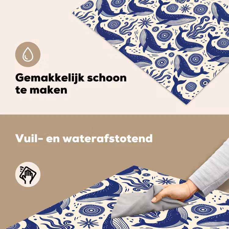 Walvis - Onderwater - Dieren - Abstract - Blauw Inductie beschemer met haakjes klein -ky-schoon-nl